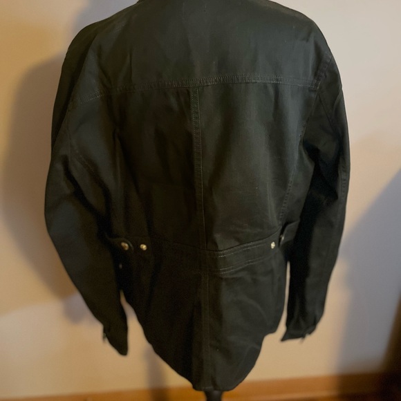 J. Crew Factory Mossy Brown Resin Coated Twill field Jacket with Gold Buttons - Picture 2 of 2